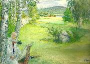 Carl Larsson paradiset-sjalvportratt i landskap Germany oil painting artist